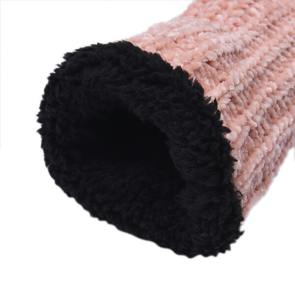 1 paar rutschfeste und gestrickte Hausschuhe mit Fellfutter, Größe S, Rosa image number 2