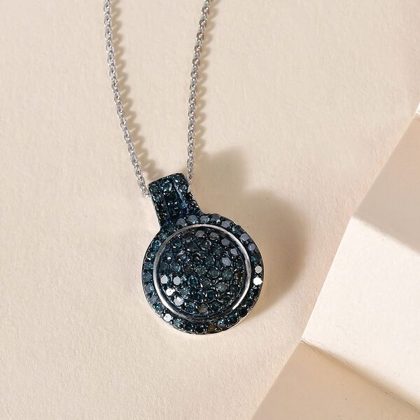 Blauer Diamant Anh&auml;nger mit 50cm Kette - 0,75 ct. image number 3