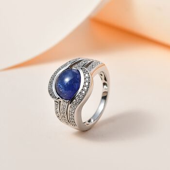 Tansanit und Zirkon Ring - 5,81 ct.