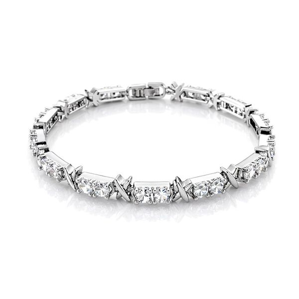 Designer Inspiriert - Wei&szlig;er Zirkonia Armband ca. 19 cm Nickelfreies Messing, Silberfarben