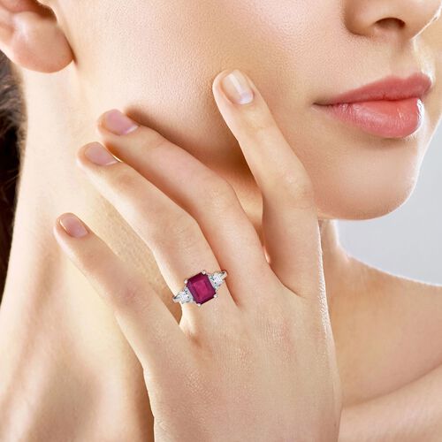 Afrikanischer Rubin und Zirkon Ring, ca. 4,44 ct. image number 1