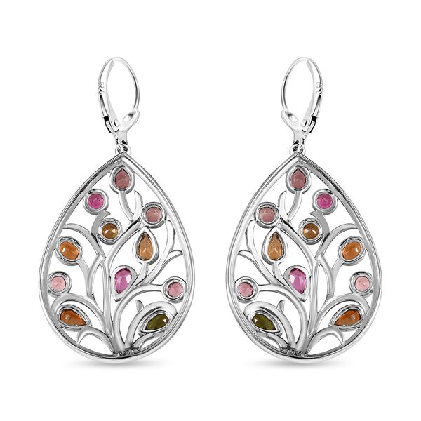 AA Mehrfarbig-Turmalin Ohrringe 925 Silber platiniert ca. 3,49 ct. image number 4