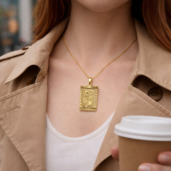 GOLD LOOKS - Drachen Halskette, Nickelfreies Messing, ca. 50 cm + 5 cm Extender, ca. 15,50g image number 3