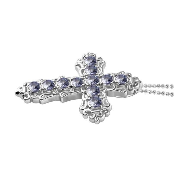 Tansanit Kreuz-Anhänger mit Kette, 50 cm - 1,15 ct. image number 4