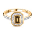 AAA Natürlicher goldener Tansanit, Moissanit Ring 375 Gold (Größe 18.00) ca. 1.17 ct