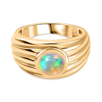AA Nat&uuml;rlicher, &auml;thiopischer Welo Opal Ring 925 Silber Gelbgold Vermeil (Gr&ouml;&szlig;e 17.00) ca. 0,97 ct
