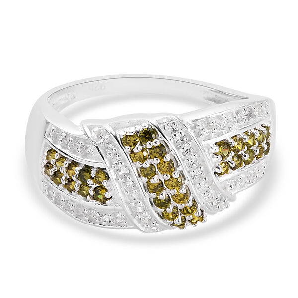 LUSTRO STELLA - Peridot und Wei&szlig;er Zirkonia Ring 925 Silber