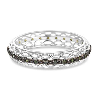 D'Joy gr&uuml;ner Diamant Ring, 925 Silber rhodiniert - 0,15 ct.