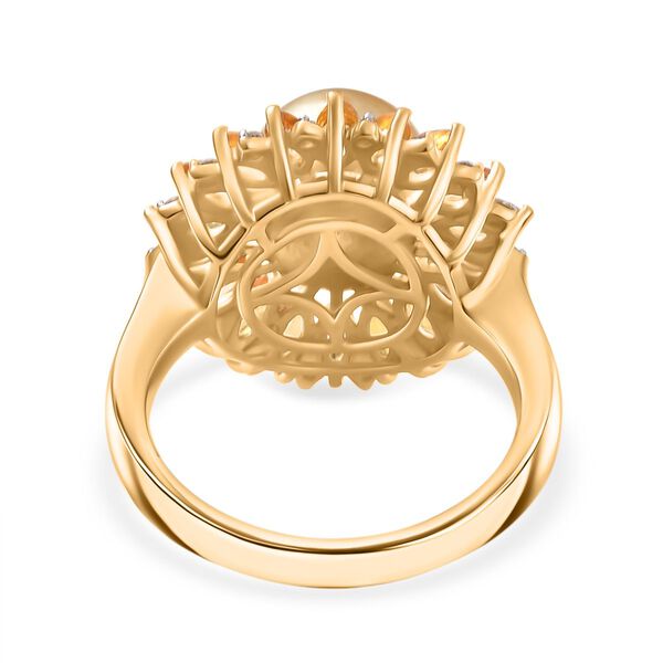 D'Joy AA Goldene S&uuml;dsee Perle (9-11 mm), Gelber Saphir Ring 925 Silber 750 Gelbgold Vermeil (Gr&ouml;&szlig;e 18.00) 8.43 ct image number 5