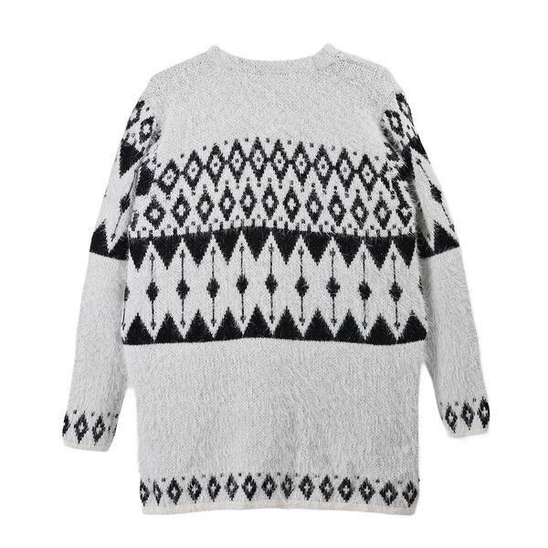 Kuscheliger Winter-Cardigan mit 2 Taschen, Einheitsgr&ouml;&szlig;e, wei&szlig;/schwarz image number 2