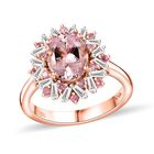 AAA Rosa Morganit, Mahenge Spinell, Weißer Diamant AGI zertifiziert Ring 750 Gold (Größe 17.00) ca. 2.52 ct