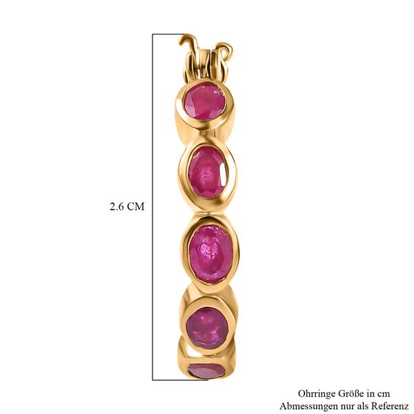 Afrikanische Rubin (Fissure gefüllt) Creolen, 925 Silber vergoldet ca. 2.62 ct image number 5