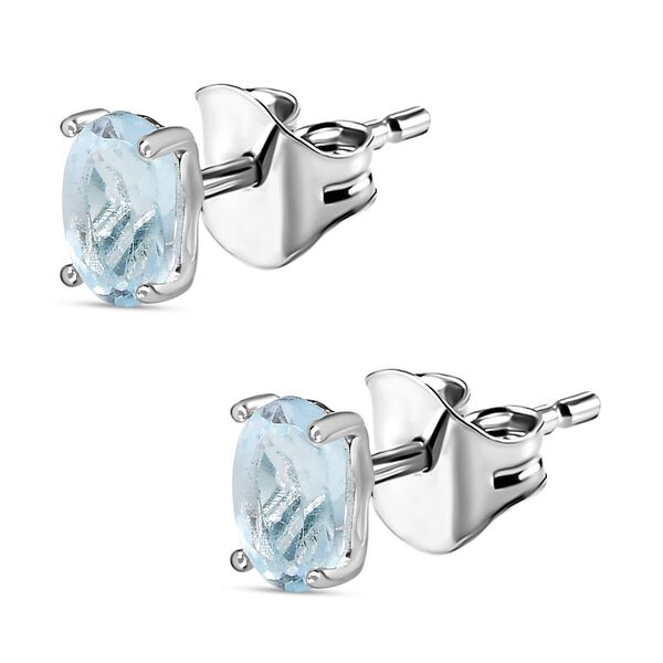 Himmelblaue Topas-Solit&auml;r-Ohrringe - 0,98 ct. image number 4