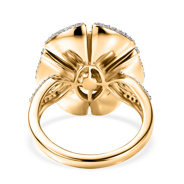 D'Joy Afrikanischer Rubin (Fissure gef&uuml;llt), Wei&szlig;er Zirkon Ring 925 Silber 750 Gelbgold Vermeil (Gr&ouml;&szlig;e 17.00) ca. 3,75 ct image number 5