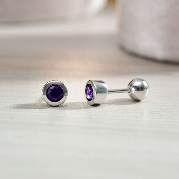 Afrikanische Amethyst Ohrringe, 925 Silber rhodiniert - 0,49 ct. image number 1