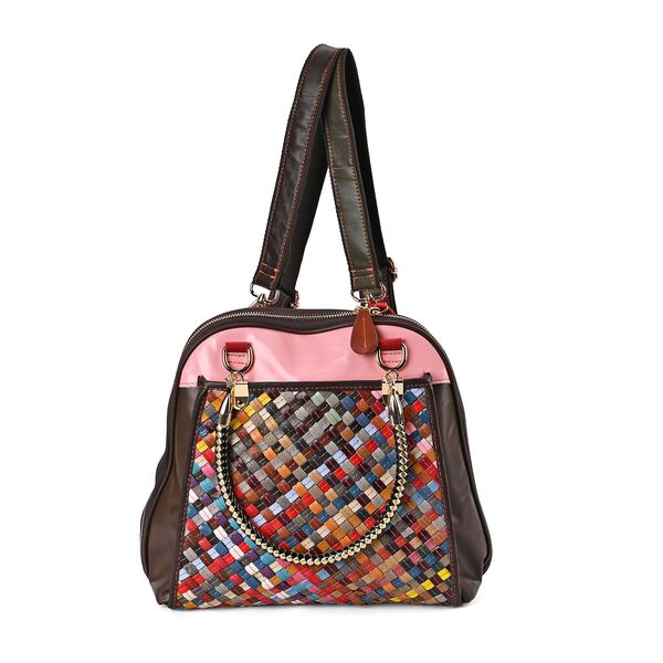 Chaos by Elsie - 100% Echtleder gewebter Tasche mit RFID-Schutz, 31x28x12 cm image number 6