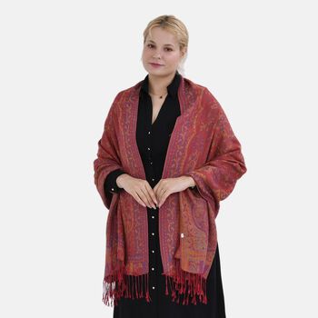 Jacquard Paisley-Schal, 175cm x 70cm, Rot