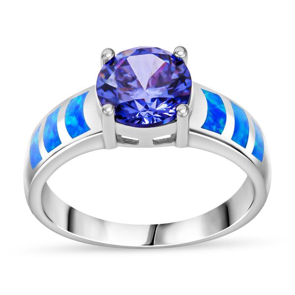 Tansanit Zirkonia und simulierter blauer Opal-Ring image number 3