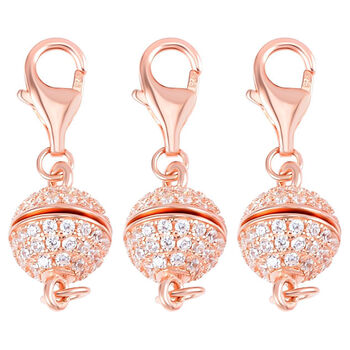 TOUCH und LOCK 3er-Set- Zirkonia Magnetverschluss in ros&eacute;vergoldetem Silber