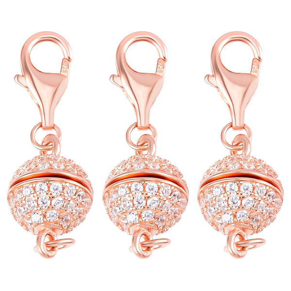 TOUCH und LOCK 3er-Set- Zirkonia Magnetverschluss in ros&eacute;vergoldetem Silber