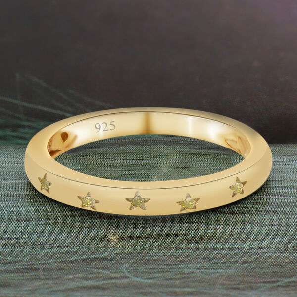 Gelber Diamant Band Ring 925 Silber 585 Vergoldet image number 2