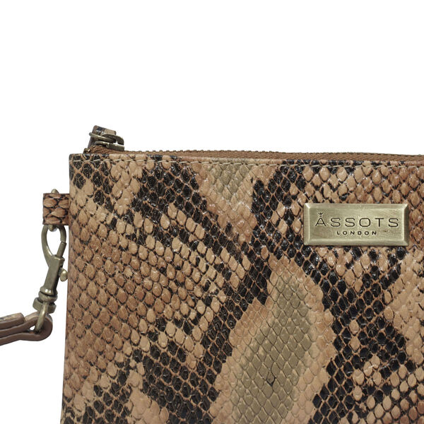 ASSOTS LONDON 'Karen' Bourbon Echtleder-Handgelenkstasche, Schlangenmuster image number 2
