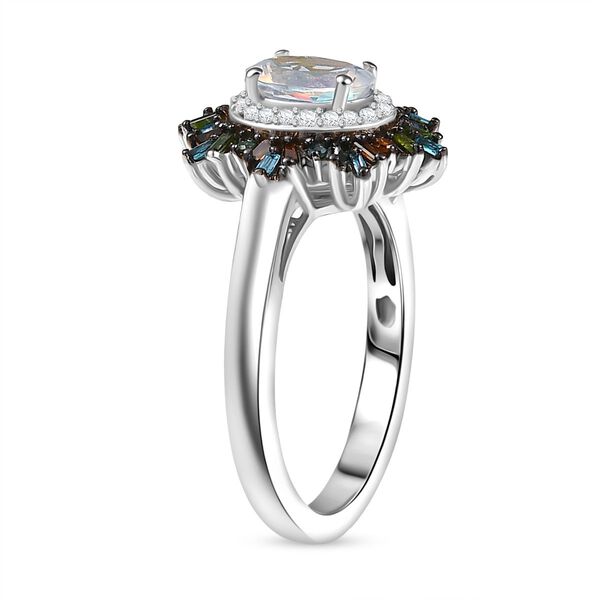 D'Joy AAA Premium Malagasy Mondstein und mehrfarbiger Diamant Ring - 1 ct. image number 5