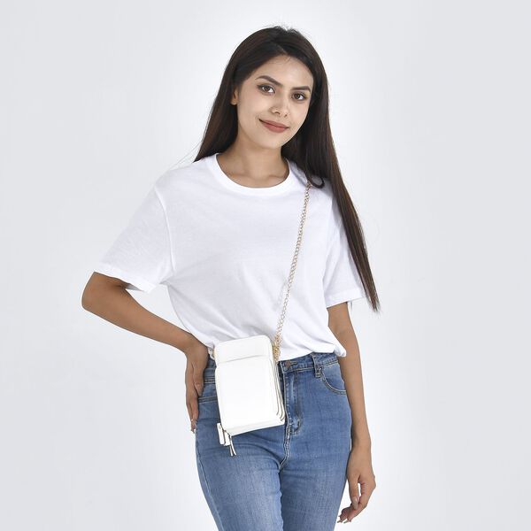 Modische Umh&auml;ngetasche mit RFID-Schutz, wei&szlig; Gr&ouml;&szlig;e: 11x7x18cm, wei&szlig; image number 2