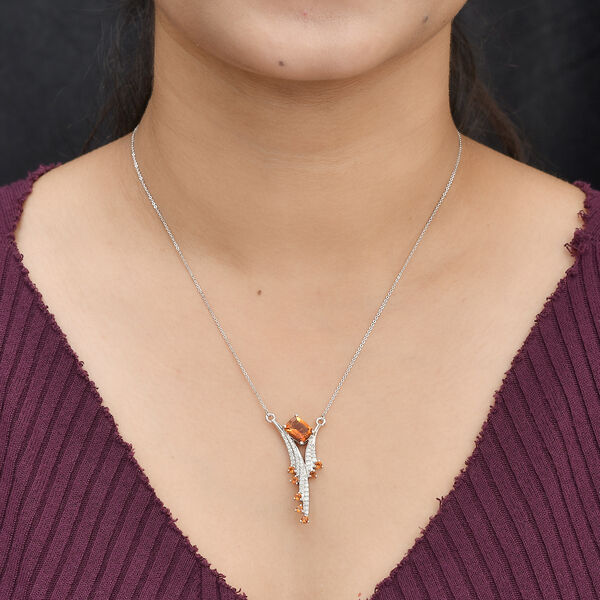 Madeira Citrin und Zirkon Halskette 45 cm 925 Silber platiniert ca. 2,83 ct image number 3