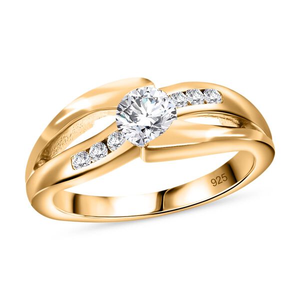 Moissanit Ring, 925 Silber 750 Gelbgold Vermeil - 0,62 ct. image number 4