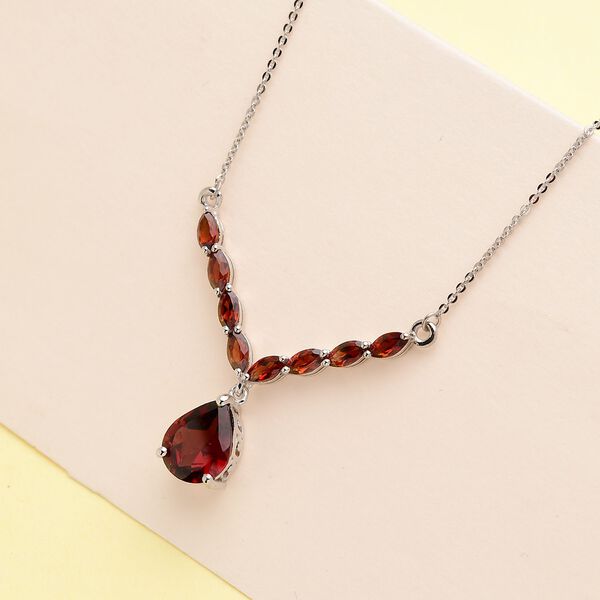 Nat&uuml;rliches Mosambik Granat-Collier, ca. 45 cm, 925 Silber platiniert ca. 4.54 ct image number 3