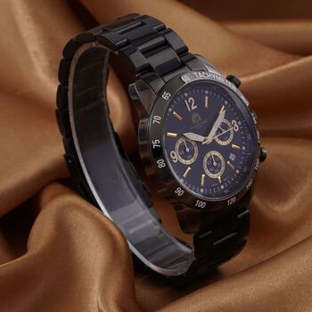 William Hunt - Moissanit-Akzentuhr mit Miyota-Japanwerk und 316L Edelstahlarmband, schwarz