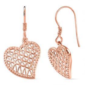 Herz Ohrringe, 925 Silber in Rosegold Vermeil