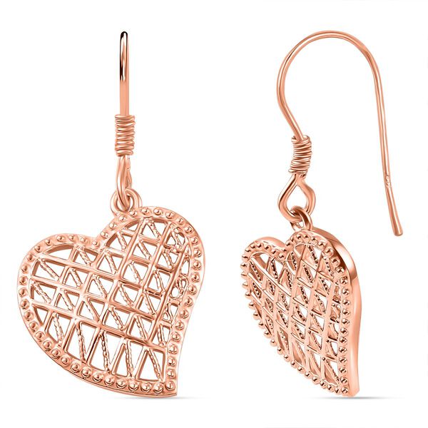 Herz Ohrringe, 925 Silber in Rosegold Vermeil