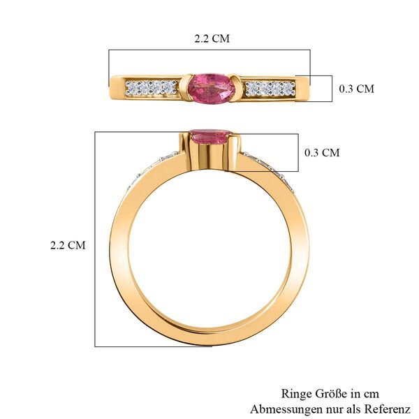 Ouro Fino Rubellit, Wei&szlig;er Zirkon Ring, 925 Silber Gelbgold Vermeil, (Gr&ouml;&szlig;e 16.00) ca. 0.34 ct image number 6