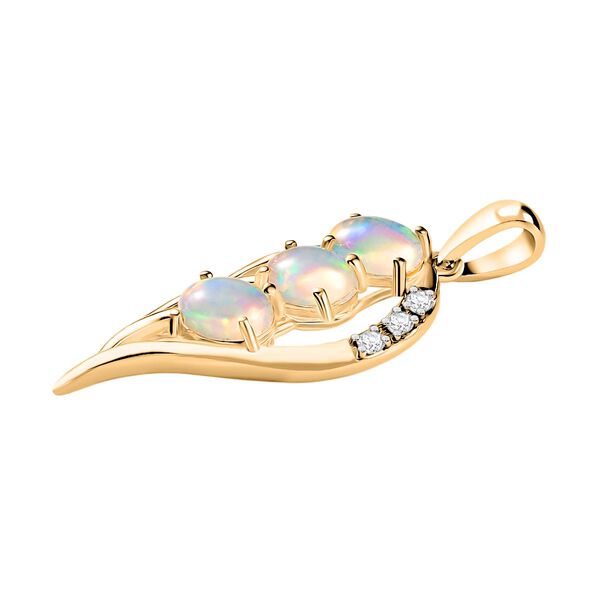 D'Joy AA Natürlicher, äthiopischer Welo Opal, Weißer Zirkon Anhänger 925 Silber 750 Gelb Vergoldet (10-15 Werktage Lieferzeit) ca. 1.00 ct image number 3