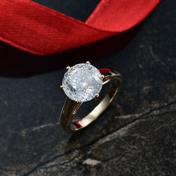 161 Facettiert Moissanit Ring 585 Gold (Gr&ouml;&szlig;e 19.00) ca. 4,05 ct