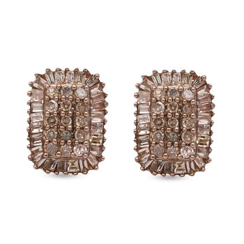 Nat&uuml;rlicher Champagner Diamant Ohrringe 925 Silber Ros&eacute;gold Vermeil ca. 0.50 ct