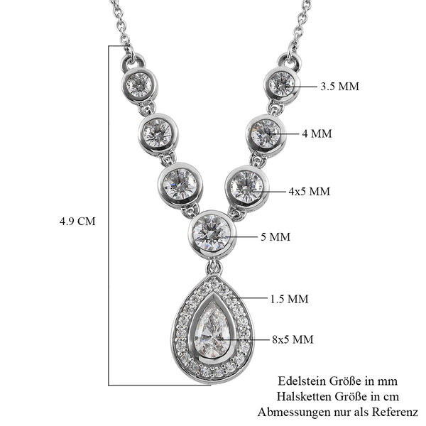 LUSTRO STELLA Hergestellt mit ZIRKONIA Halskette ca. 45 cm lange 925 Silber Platin-&Uuml;berzug 5.46 ct image number 6