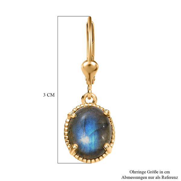 D'Joy AAA Labradorit Ohrringe 925 Silber 750 Gelb Vergoldet ca. 5.29 ct image number 6