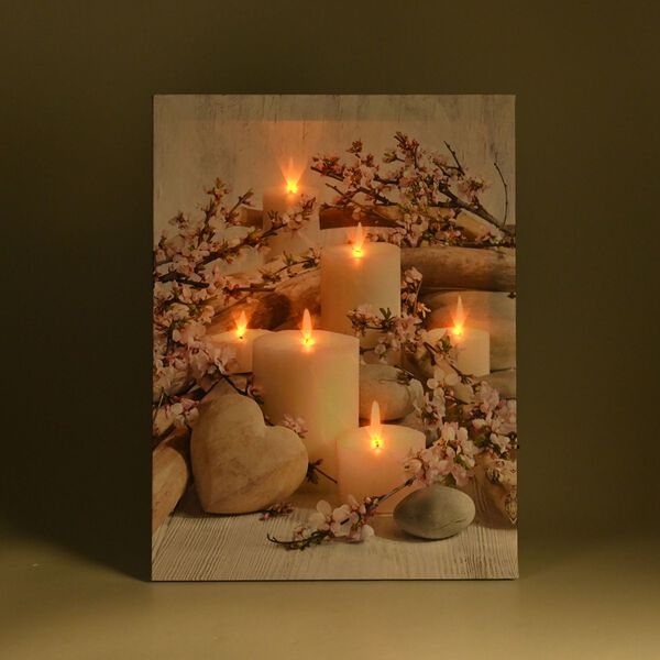 LED Leinwand Rahmen Digitaldruck Wandbild, Kerzen, 30x40 cm image number 2