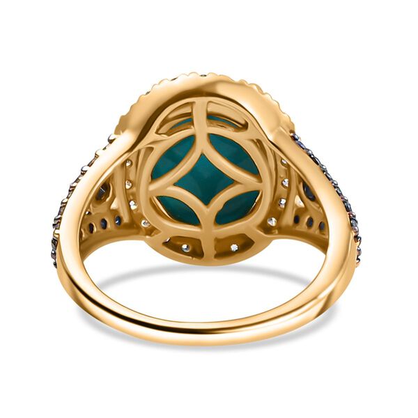AAA amerikanischer natürlicher Sleeping Beauty Türkis, blauer Saphir und Moissanit-Ring - 5,38 ct. image number 5