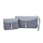 2-teiliges Geldbörsen-Set im Krokoprägungs-Design, Lange Geldbörse 20x10x3 cm und Bifold-Geldbörse 12x9x3,5 cm, Blau image number 0