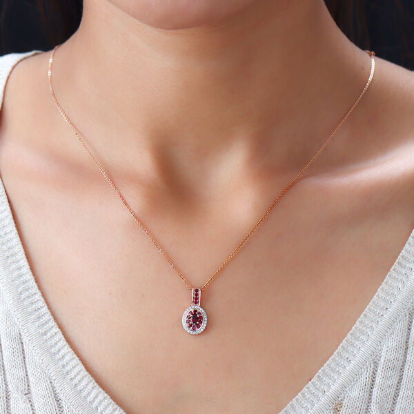 Anthill Granat und Zirkon Anh&auml;nger 925 Silber ros&eacute;vergoldet ca. 0,87 ct image number 2