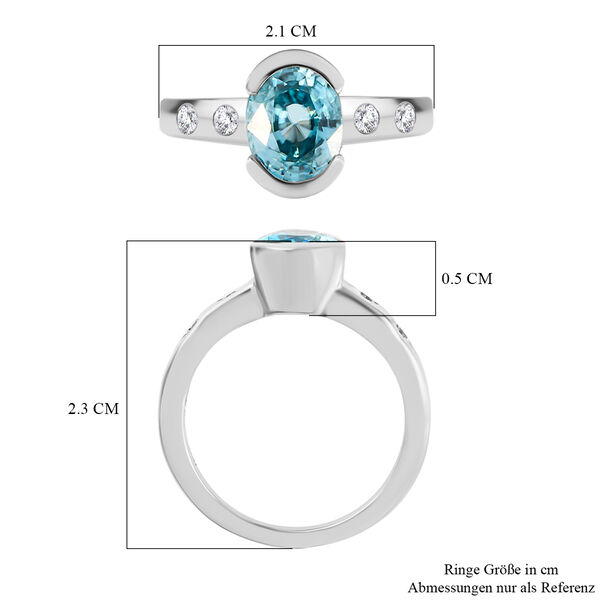 Blauer und Wei&szlig;er Zirkon Ring 925 Silber platiniert  ca. 3,14 ct image number 7