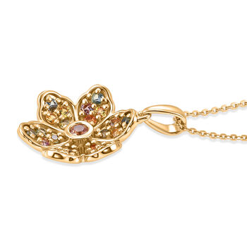 D'Joy Mehrfarbig Saphir Schmuckset ca. 50 cm 925 Silber 750 Gelbgold vermeil ca. 1,15 ct.