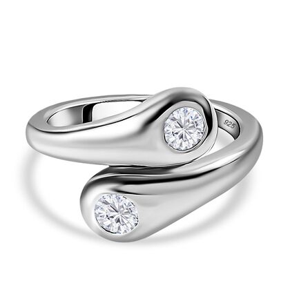 Moissanit Ring, 925 Silber platiniert (Größe 17.00) ca. 0.47 ct