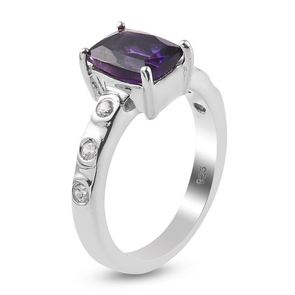 Marokkanischer Amethyst und Zirkon Ring 925 Silber Platin-&Uuml;berzug image number 5