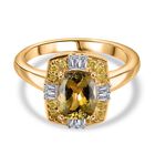 AA Natürlicher goldener Tansanit, Weißer Diamant, Natürlicher gelber Diamant Ring 375 Gold (Größe 18.00) ca. 1.77 ct