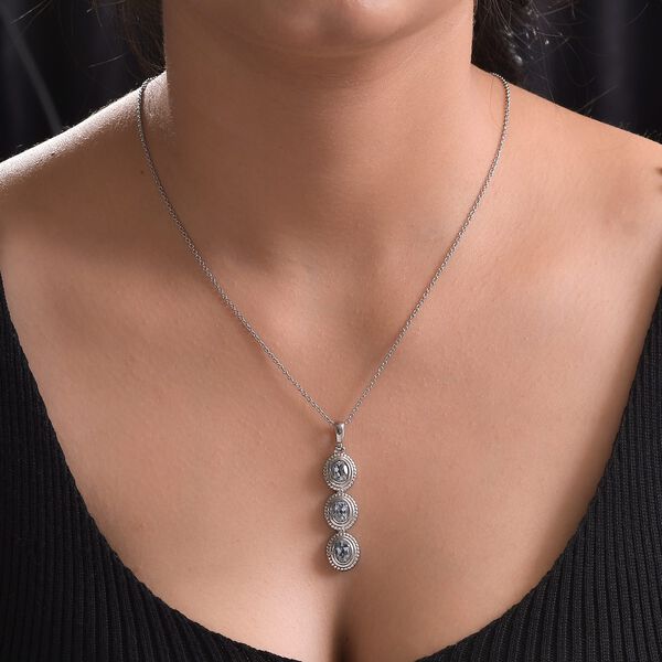 Himmelblauer Topas Anh&auml;nger mit Kette, Edelstahl ca. 2.25 ct image number 1